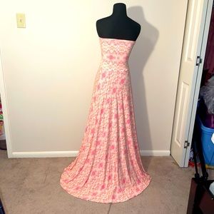 Victoria’s Secret maxi dress long skirt peach pink cream fold over mid length